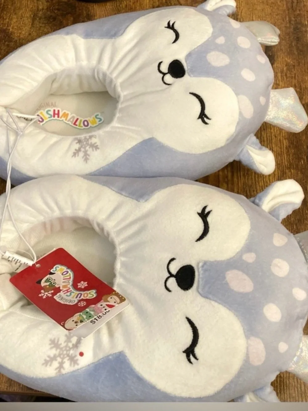 Squishmallows Kids' Deer Slippers - Light Blue Size 4/5 New